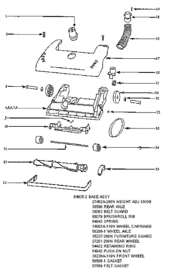 Page A Diagram and Parts List for 4335BT  Eureka Upright Vacuum