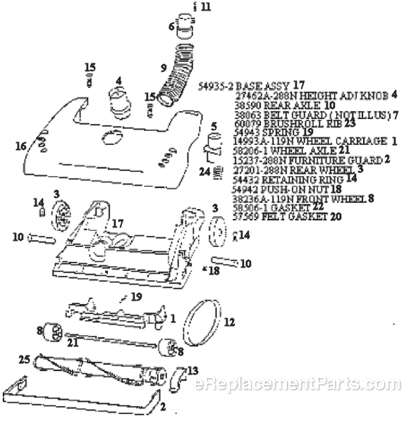 Page A Diagram and Parts List for 4335DT  Eureka Upright Vacuum