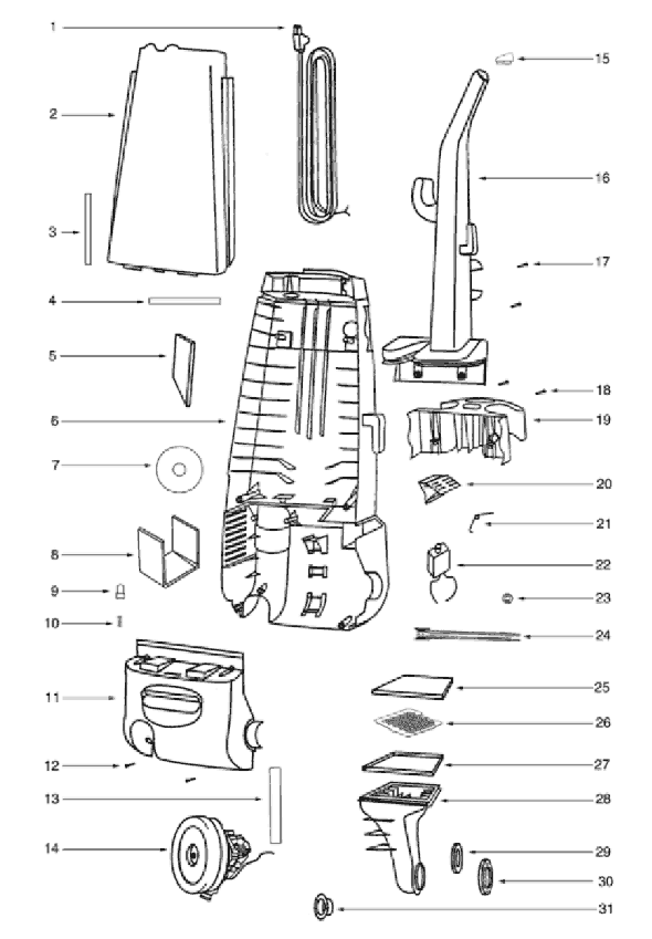 Page B Diagram and Parts List for 4336ATH  Eureka Upright Vacuum