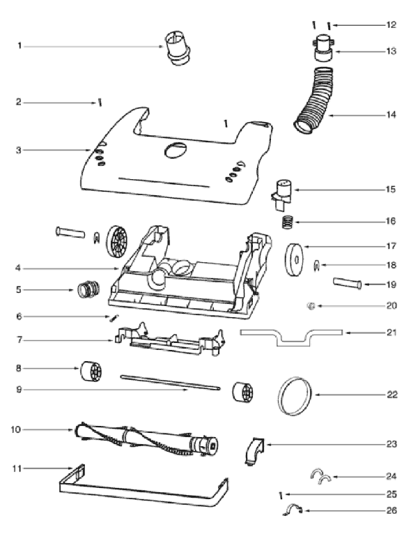 Page B Diagram and Parts List for 4336BTH  Eureka Upright Vacuum
