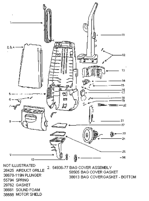Page B Diagram and Parts List for 4337ATH  Eureka Upright Vacuum
