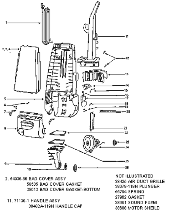 Page B Diagram and Parts List for 4337BTH  Eureka Upright Vacuum