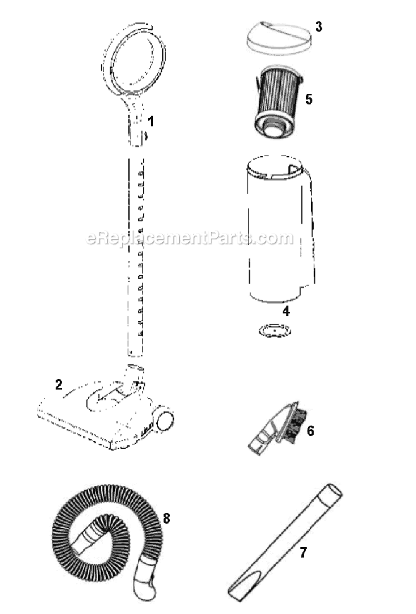 Page A Diagram and Parts List for 433BE  Eureka Upright Vacuum
