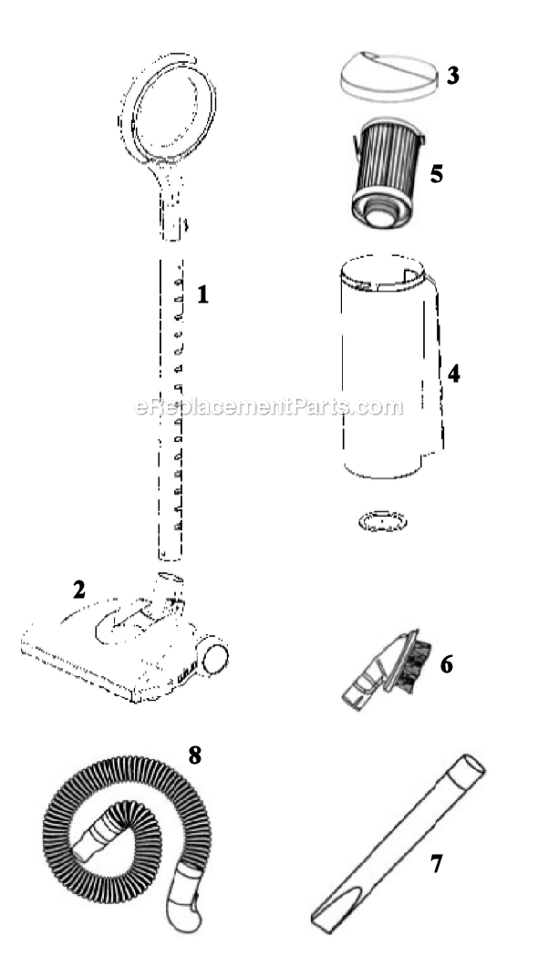 Page A Diagram and Parts List for 433B  Eureka Upright Vacuum