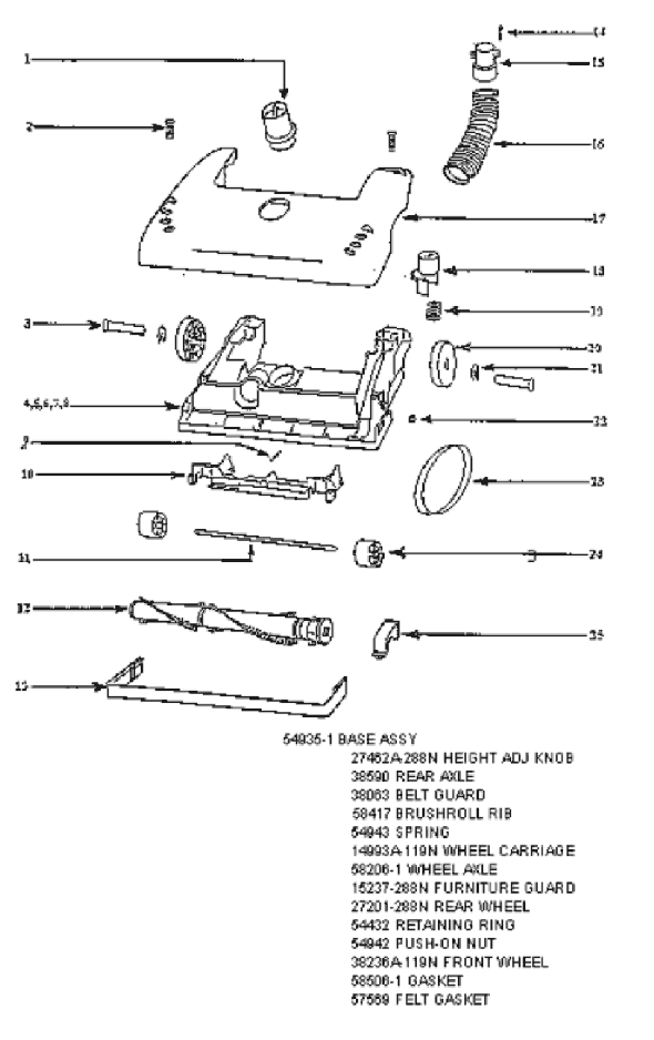 Page A Diagram and Parts List for 4340AT  Eureka Upright Vacuum