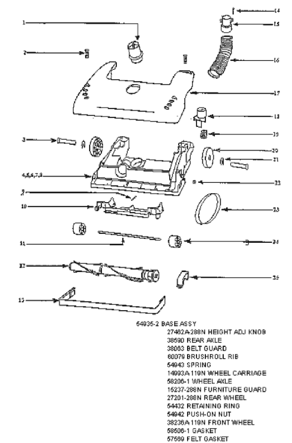 Page A Diagram and Parts List for 4340BT  Eureka Upright Vacuum