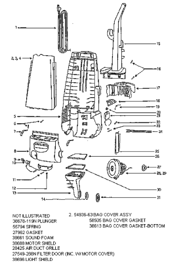 Page C Diagram and Parts List for 4340ET  Eureka Upright Vacuum