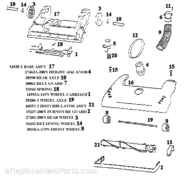 Page B Diagram and Parts List for 4350BT  Eureka Upright Vacuum