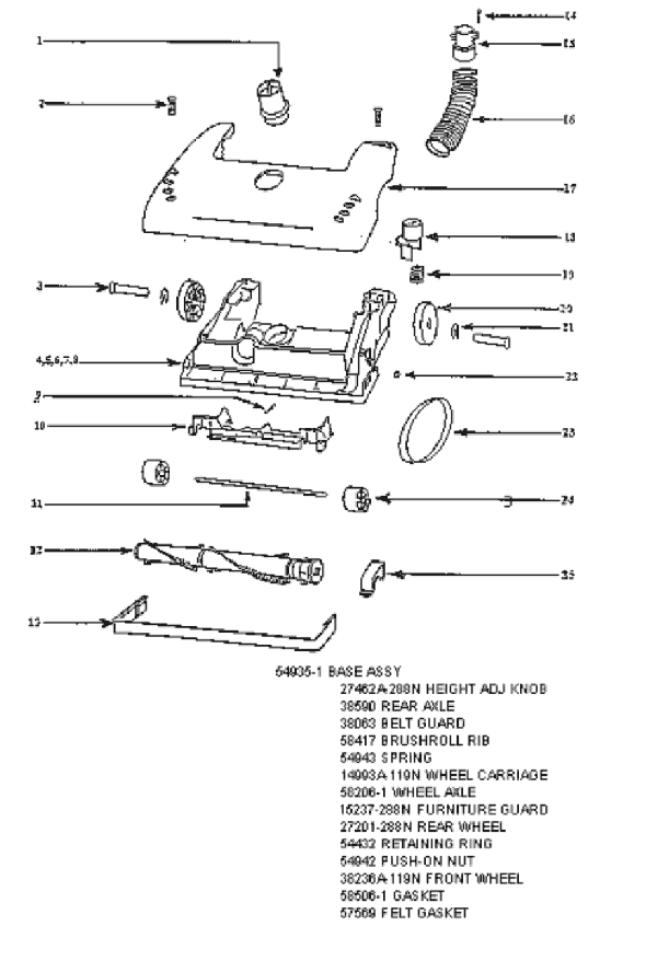 Page A Diagram and Parts List for 4351AT  Eureka Upright Vacuum
