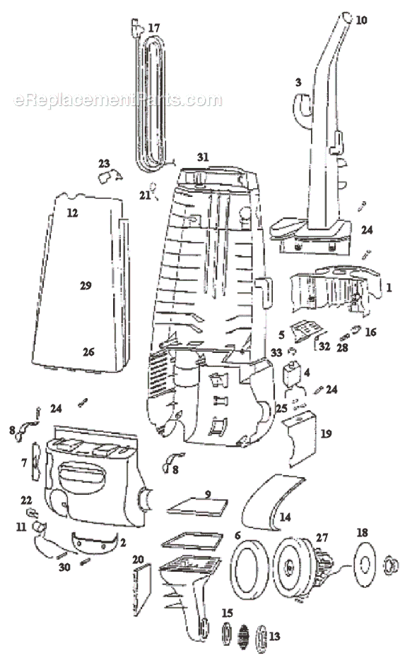 Page B Diagram and Parts List for 4351AT  Eureka Upright Vacuum