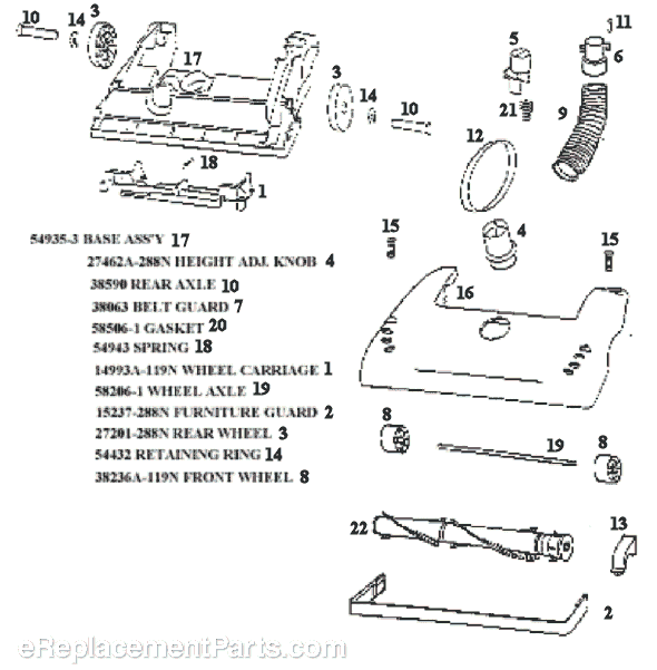 Page A Diagram and Parts List for 4351BT  Eureka Upright Vacuum