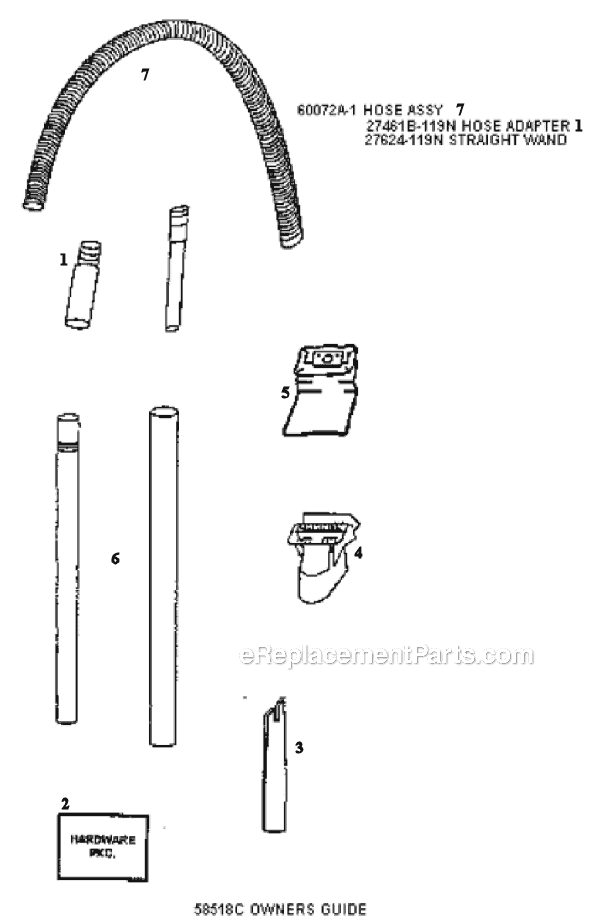 Page C Diagram and Parts List for 4352AT  Eureka Upright Vacuum
