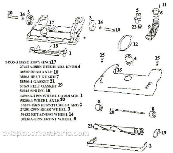 Page A Diagram and Parts List for 4352BT  Eureka Upright Vacuum