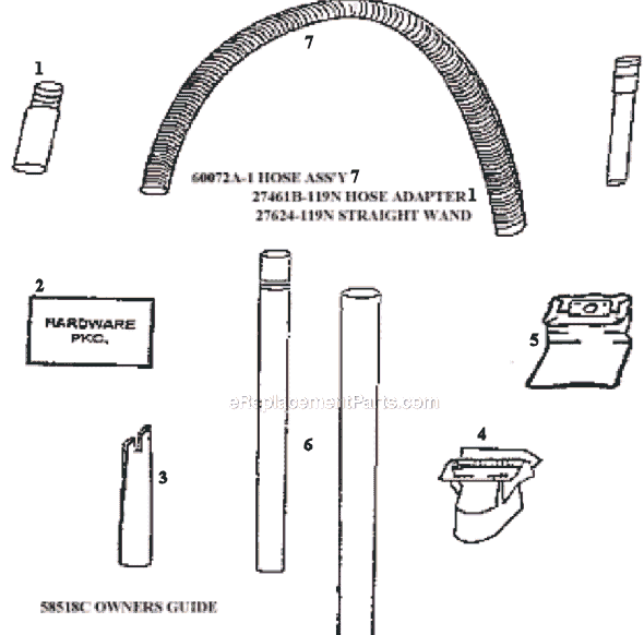 Page C Diagram and Parts List for 4352BT  Eureka Upright Vacuum