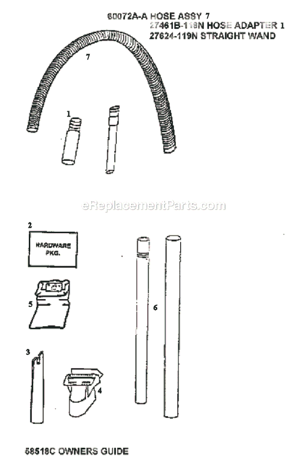 Page C Diagram and Parts List for 4352DT  Eureka Upright Vacuum