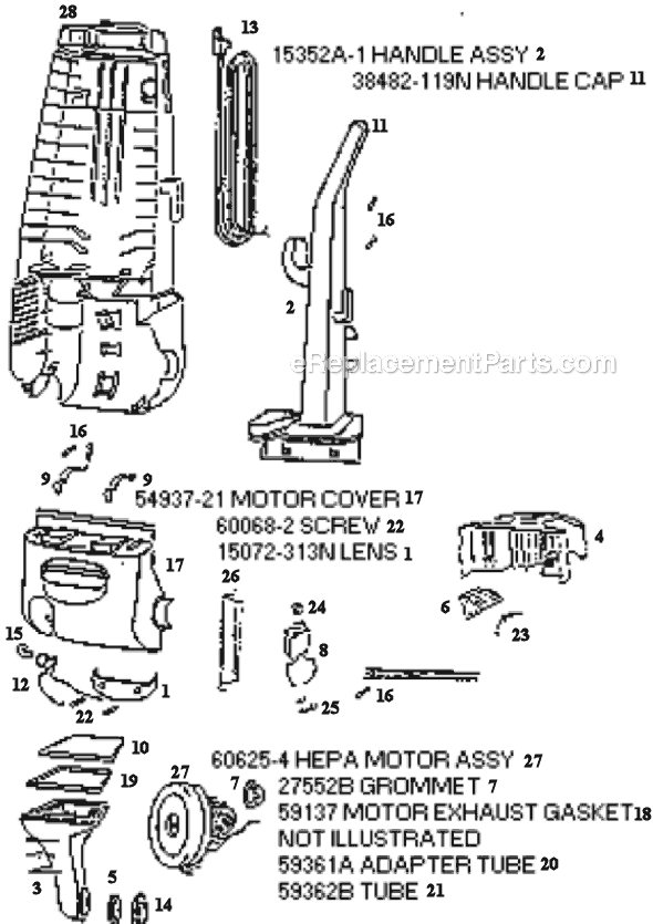 Page B Diagram and Parts List for 4380ATF  Eureka Upright Vacuum