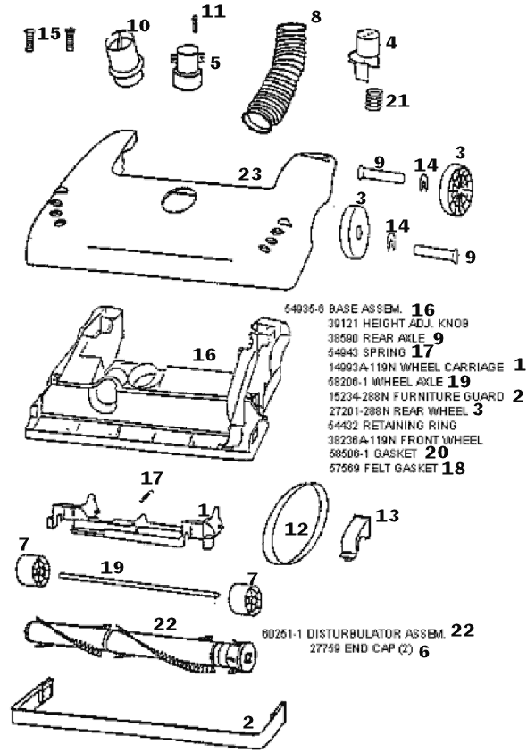 Page A Diagram and Parts List for 4380AT  Eureka Upright Vacuum