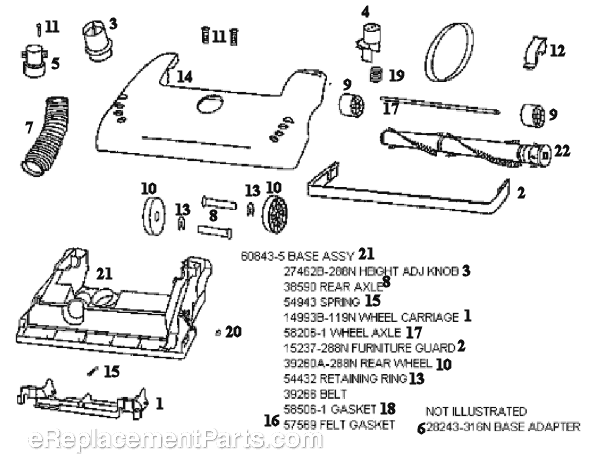 Page A Diagram and Parts List for 4381AT  Eureka Upright Vacuum