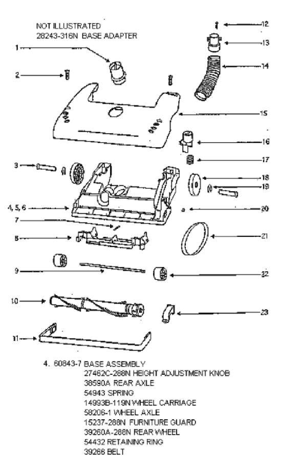 Page A Diagram and Parts List for 4384AT  Eureka Upright Vacuum