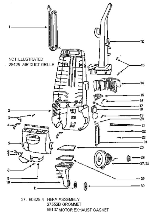 Page C Diagram and Parts List for 4384AT  Eureka Upright Vacuum