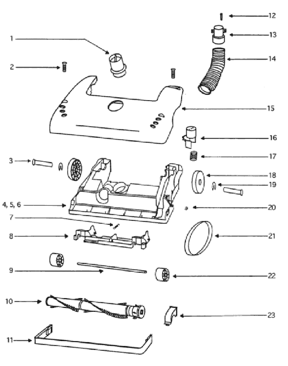 Page A Diagram and Parts List for 4387AT  Eureka Upright Vacuum