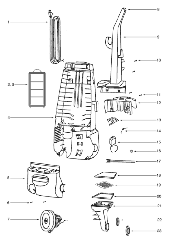 Page B Diagram and Parts List for 4388AT  Eureka Upright Vacuum