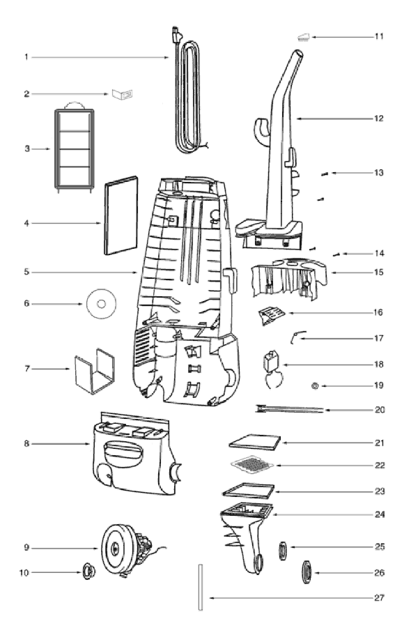 Page C Diagram and Parts List for 4390A  Eureka Upright Vacuum