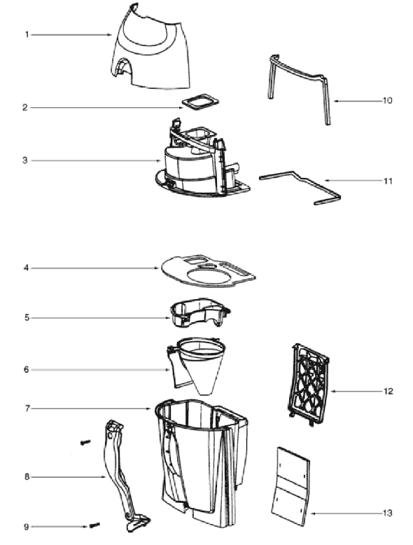 Page B Diagram and Parts List for 4393B  Eureka Upright Vacuum