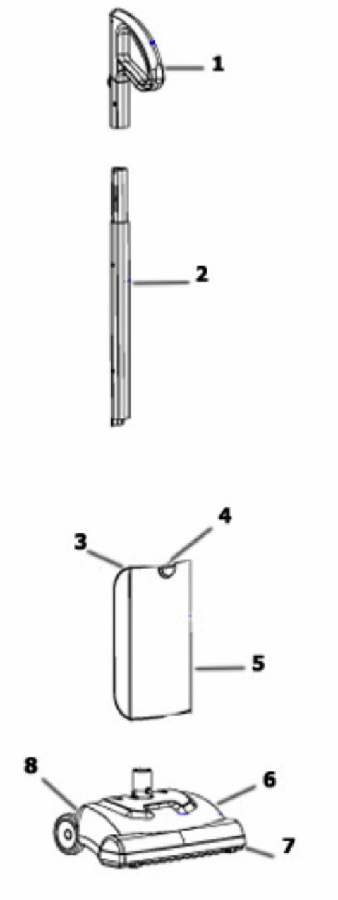 Page A Diagram and Parts List for 443B-1  Eureka Upright Vacuum
