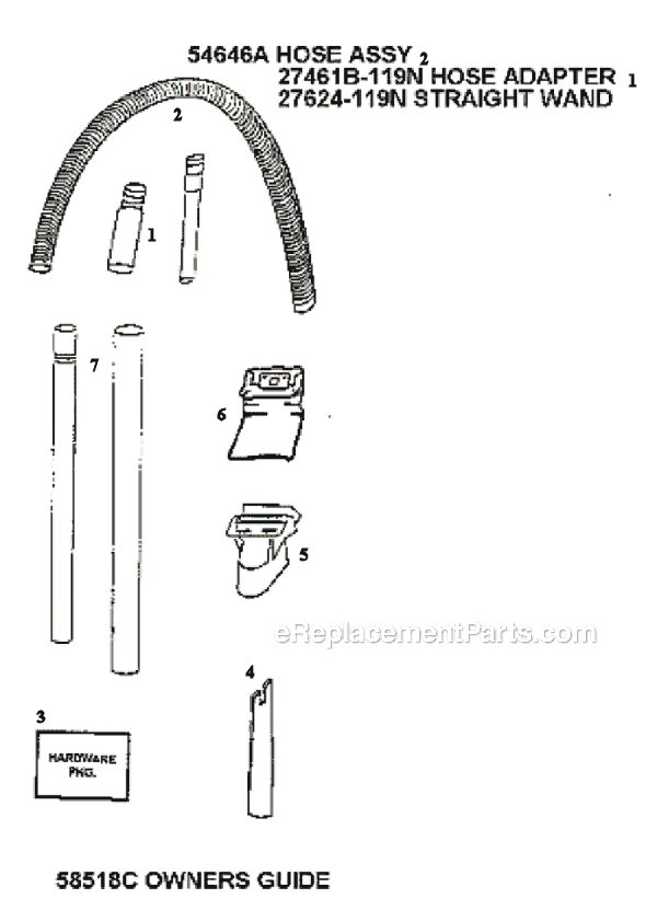 Page C Diagram and Parts List for 4440ATV  Eureka Upright Vacuum