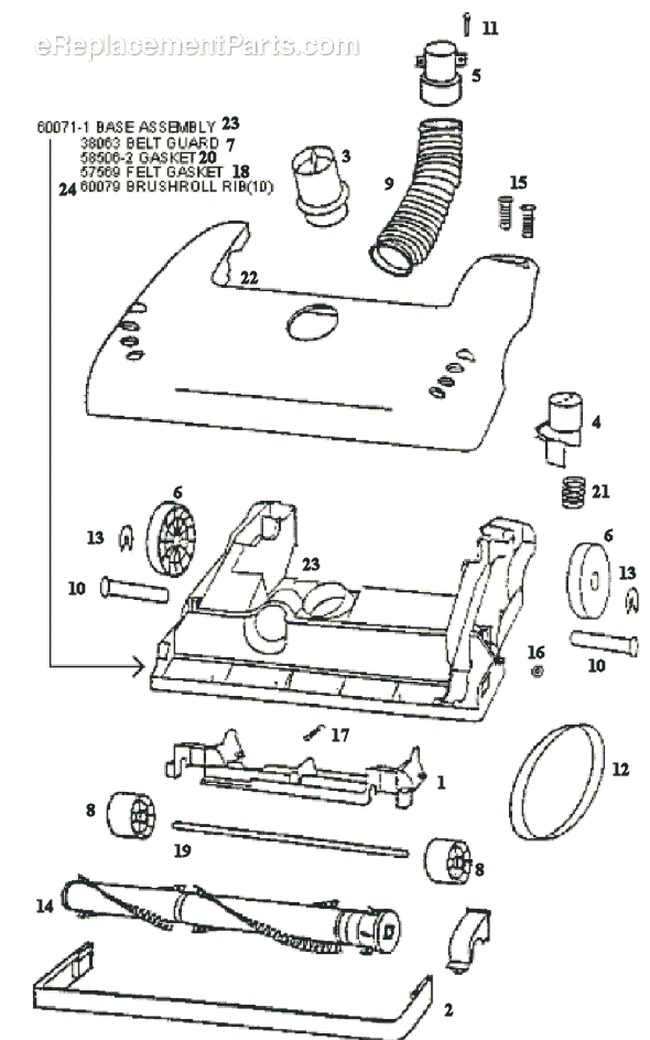 Page A Diagram and Parts List for 4441AT  Eureka Upright Vacuum