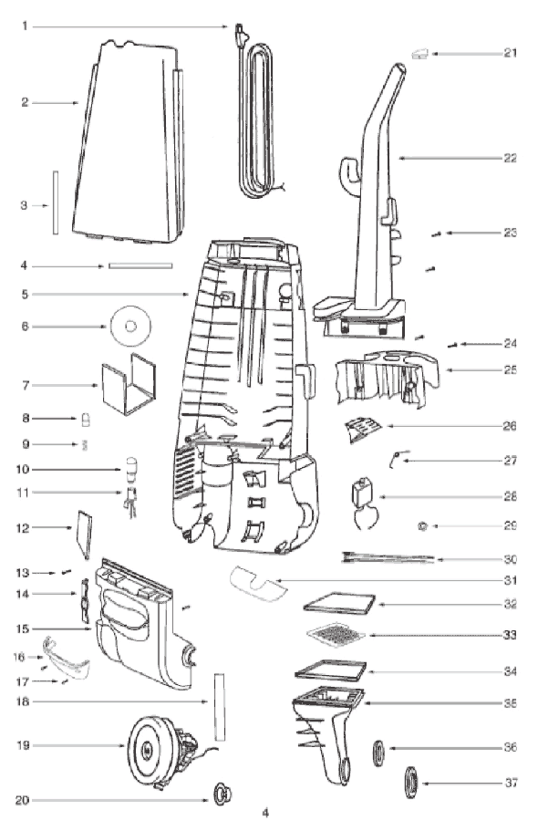 Page B Diagram and Parts List for 4458A  Eureka Upright Vacuum