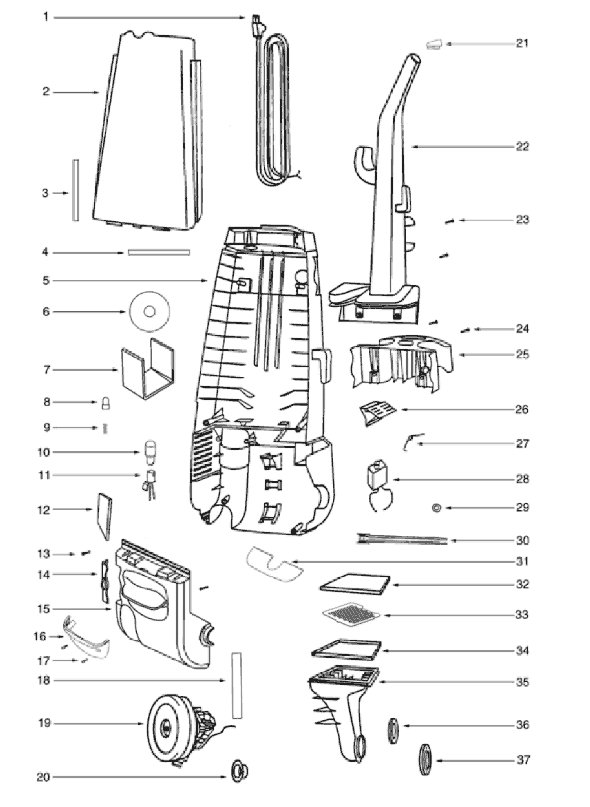 Page B Diagram and Parts List for 4459AS  Eureka Upright Vacuum
