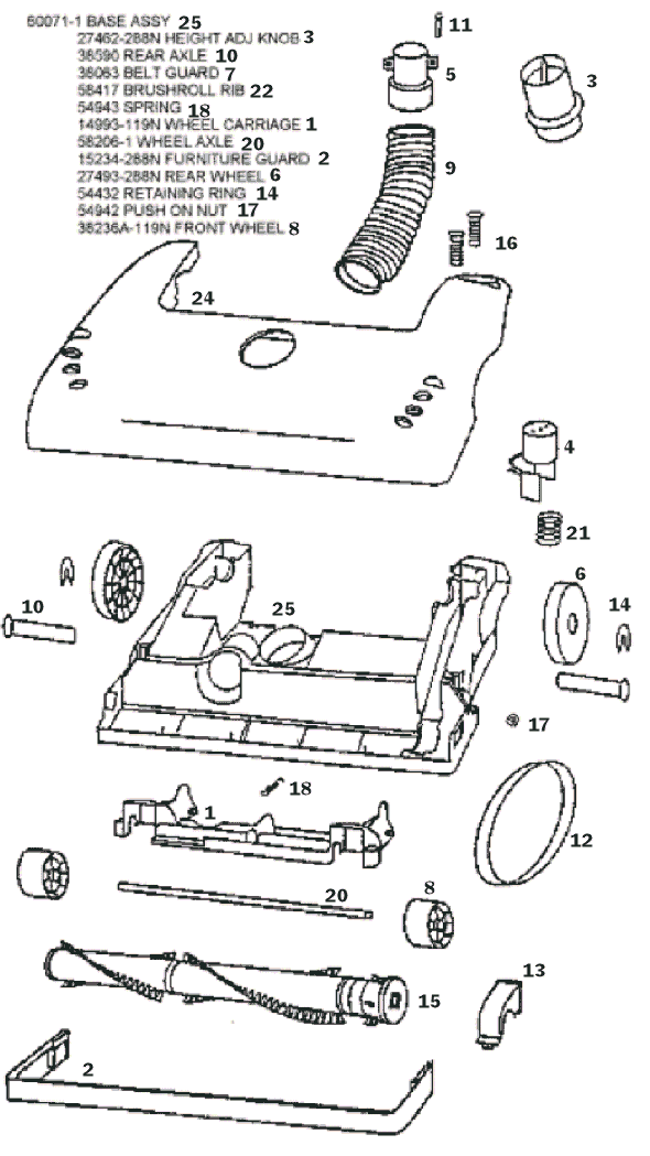 Page A Diagram and Parts List for 4460AT  Eureka Upright Vacuum