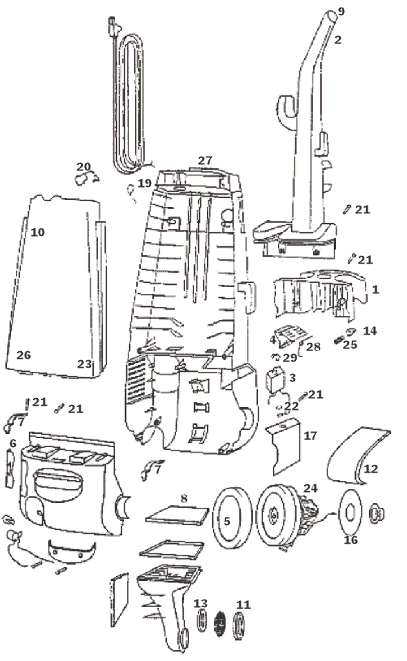 Page B Diagram and Parts List for 4460AT  Eureka Upright Vacuum