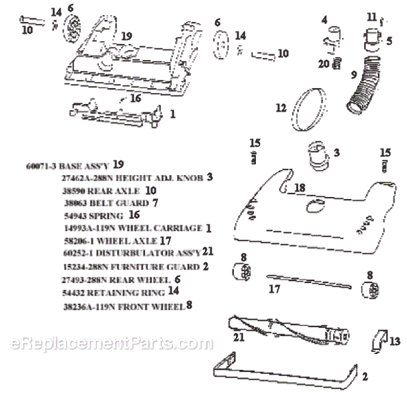 Page A Diagram and Parts List for 4460BT  Eureka Upright Vacuum
