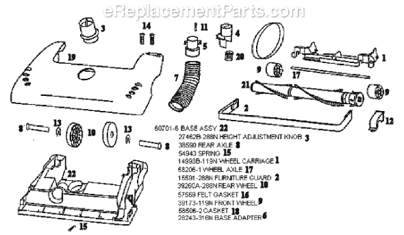 Page A Diagram and Parts List for 4460DT  Eureka Upright Vacuum