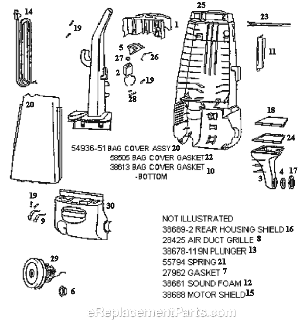 Page B Diagram and Parts List for 4460DT  Eureka Upright Vacuum