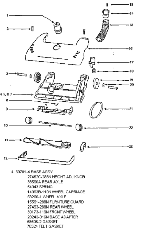 Page A Diagram and Parts List for 4460ET  Eureka Upright Vacuum