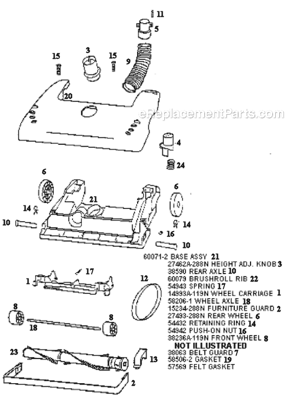 Page A Diagram and Parts List for 4462AT  Eureka Upright Vacuum