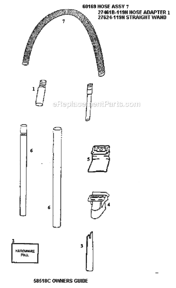 Page C Diagram and Parts List for 4462AT  Eureka Upright Vacuum
