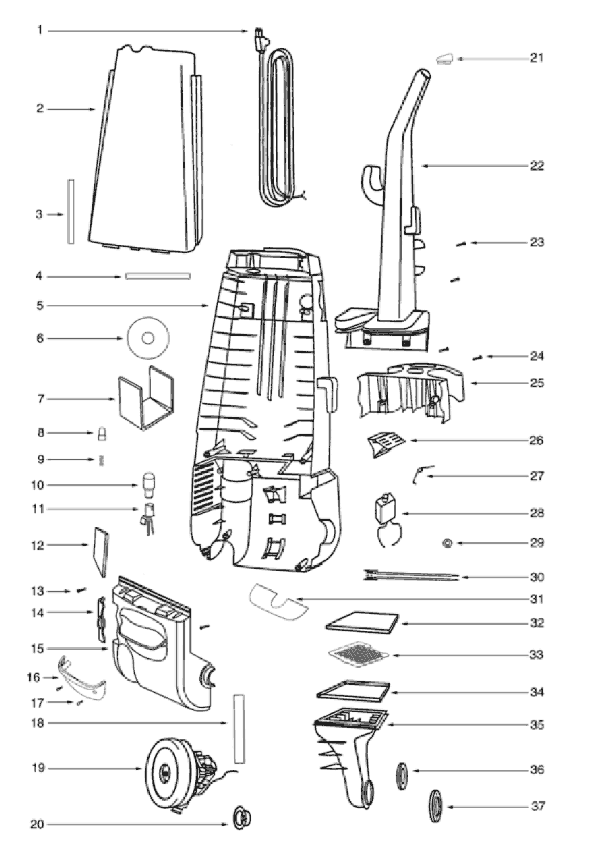 Page B Diagram and Parts List for 4463AV  Eureka Upright Vacuum
