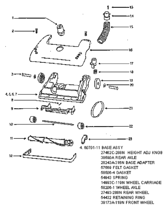 Page A Diagram and Parts List for 4464AT  Eureka Upright Vacuum