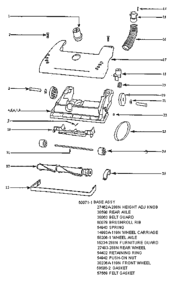 Page A Diagram and Parts List for 4465AT  Eureka Upright Vacuum