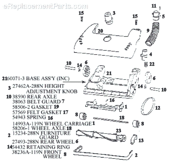 Page A Diagram and Parts List for 4465BT  Eureka Upright Vacuum