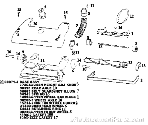Page A Diagram and Parts List for 4465DTX  Eureka Upright Vacuum