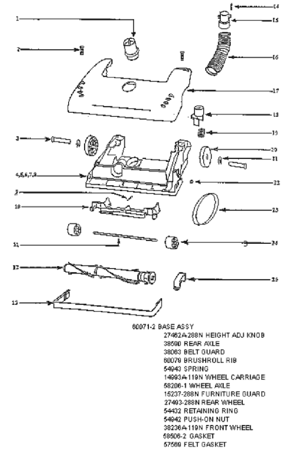 Page A Diagram and Parts List for 4466AT  Eureka Upright Vacuum