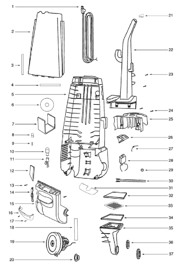 Page B Diagram and Parts List for 4468A  Eureka Upright Vacuum
