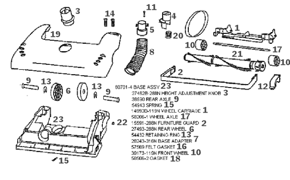 Page A Diagram and Parts List for 4469AT  Eureka Upright Vacuum