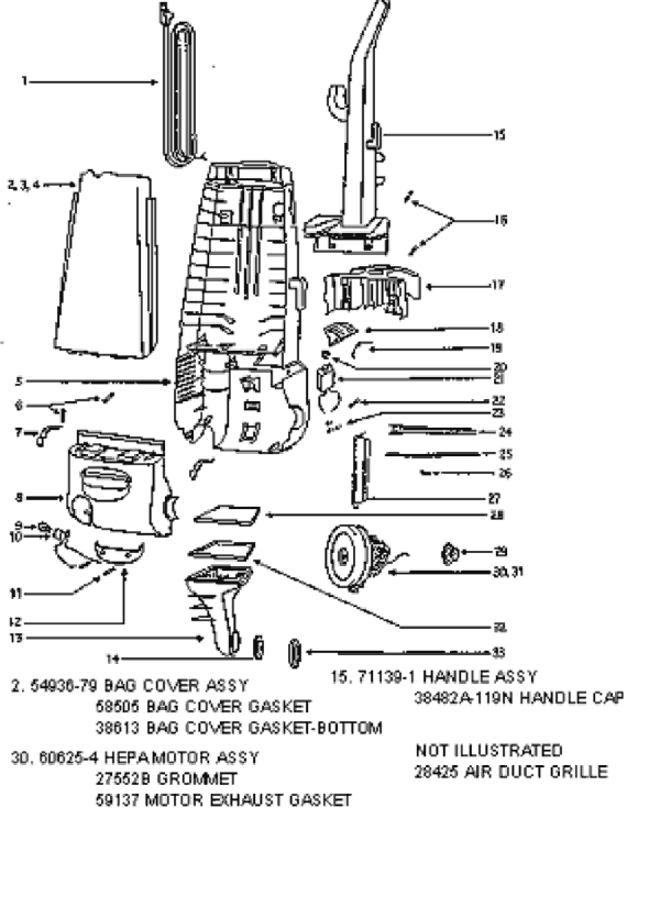Page B Diagram and Parts List for 4469BT  Eureka Upright Vacuum
